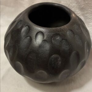Black Pottery Textured Vase Signed/Dated 2005 Black Perfect Dimpled Flawless